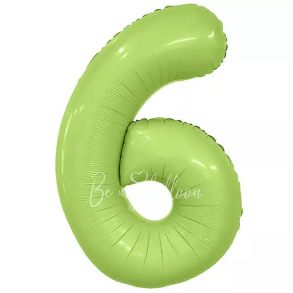 40" Гелевая Цифра "6" из фольги Мистик фисташковый 