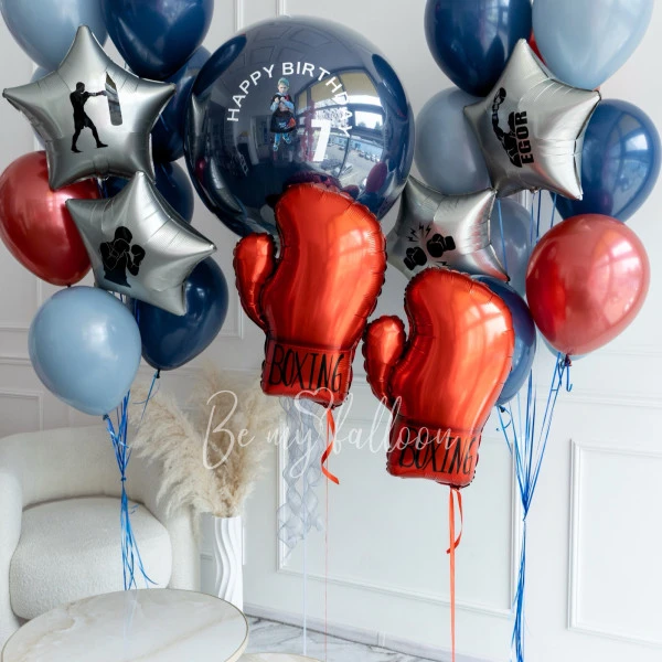 Boxing Helium Balloon Bouquet with Mirror Giant Balloon