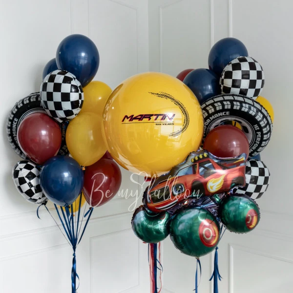 Helium Balloon Bouquet For The Young Racer with Blaze Balloon
