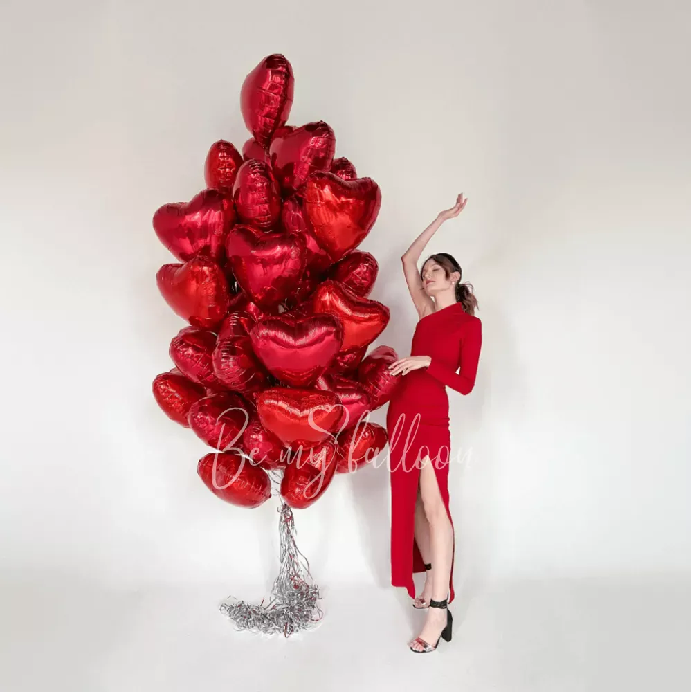 50 helium foil hearts mix Red Valentino