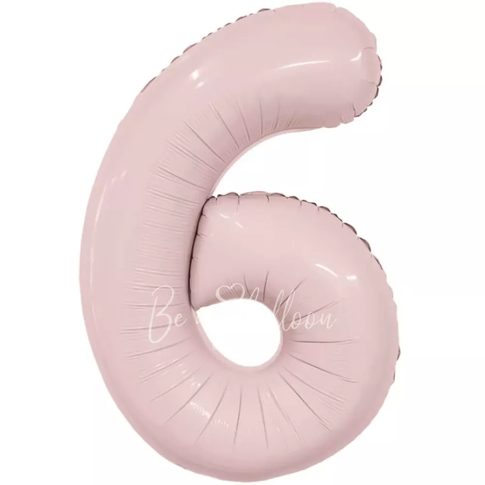 40" Гелевая Цифра "6" из фольги Пыльная роза