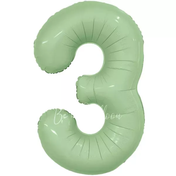 40" Helium foil gloss Olive Number 3 balloon