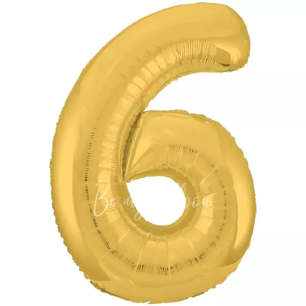 40" Helium foil gloss Gold Number 6 balloon