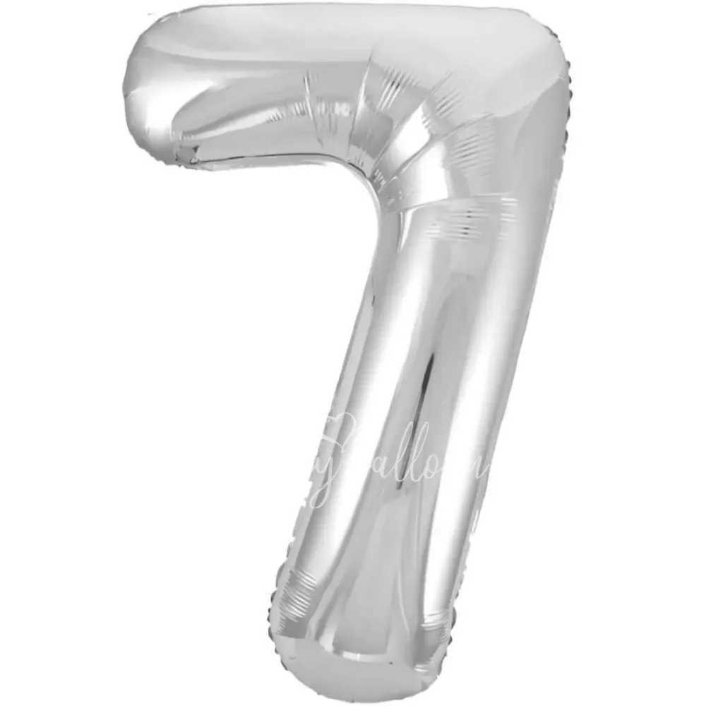 40" Шар из фольги Цифра 7 серебряный глянец