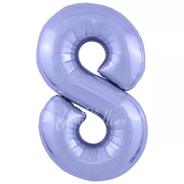 40" Helium foil Pastel Purpel Number 8 balloon