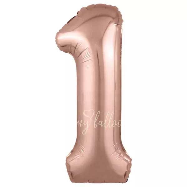 40" Helium foil Rose Gold Number 1 balloon
