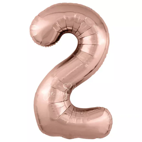 40" Helium foil Rose Gold Number 2 balloon