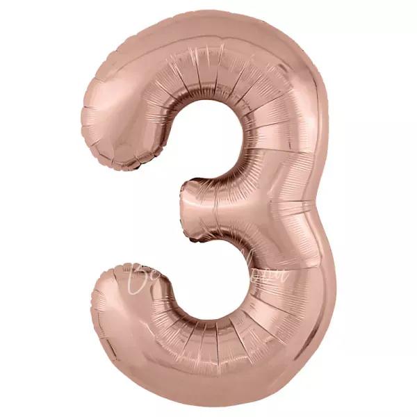 40" Helium foil Rose Gold Number 3 balloon