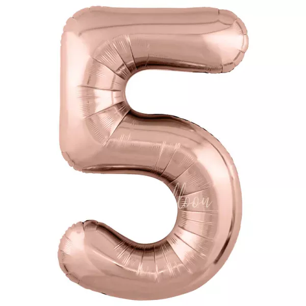 40" Helium foil Rose Gold Number 5 balloon