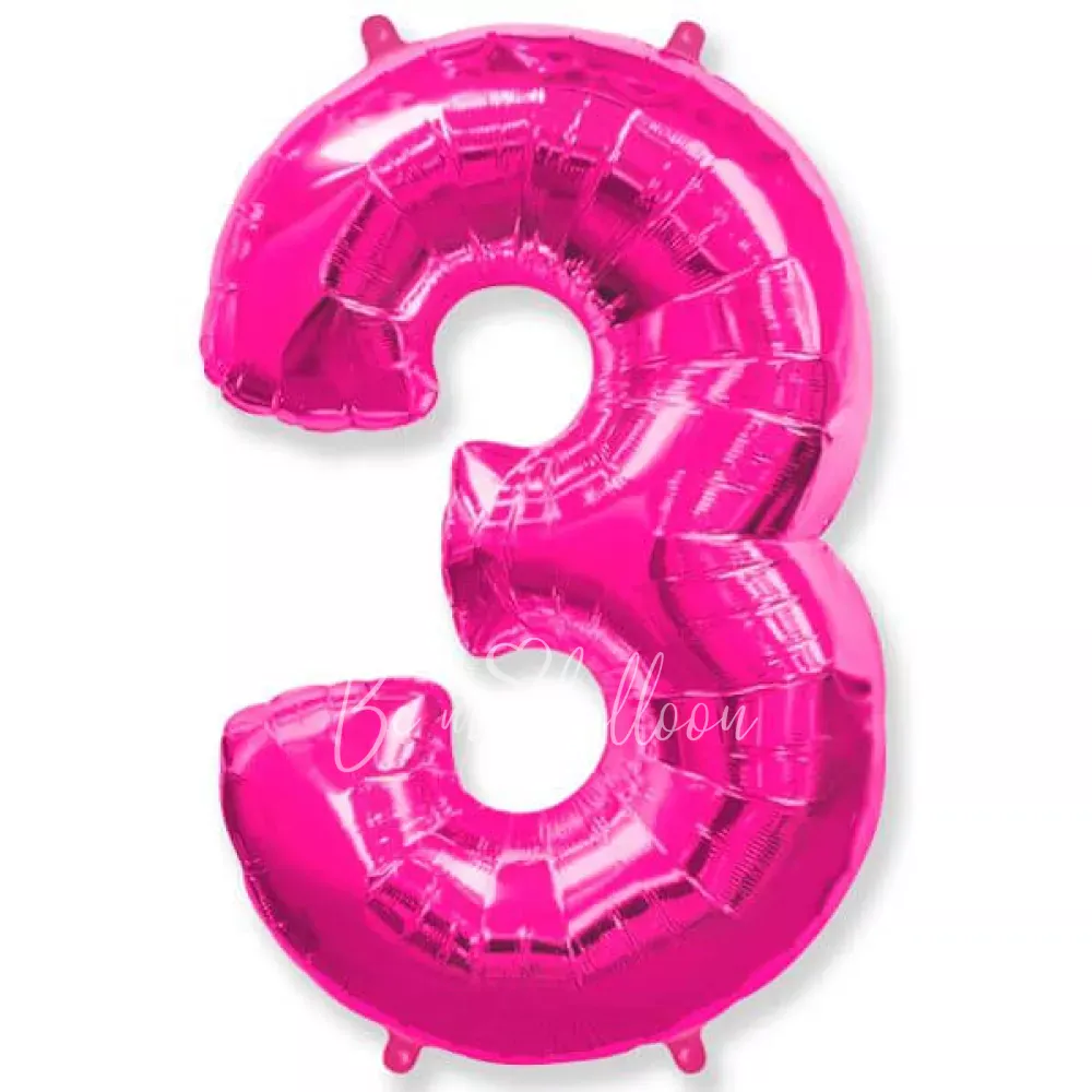 40" Helium foil gloss Pink Number 3 balloon