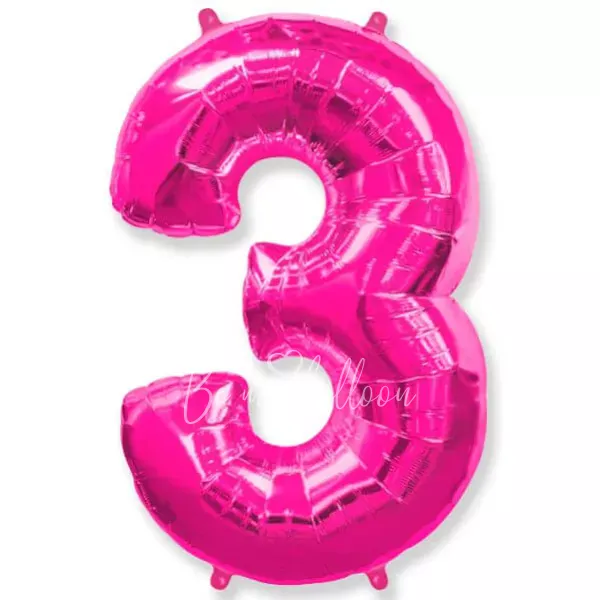 40" Helium foil gloss Pink Number 3 balloon