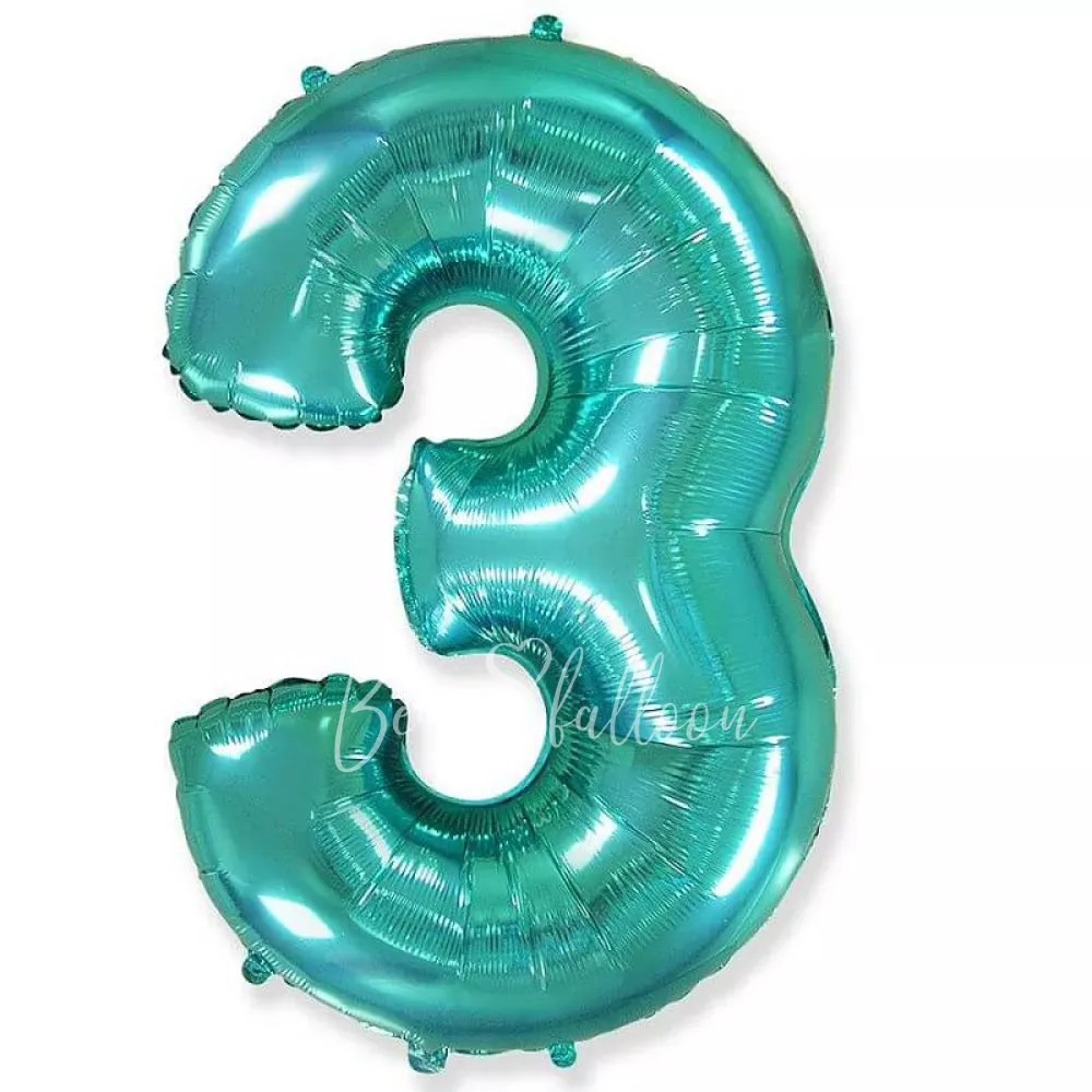 40" Helium foil gloss Tiffany Number 3 balloon