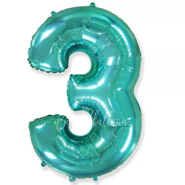 40" Helium foil gloss Tiffany Number 3 balloon