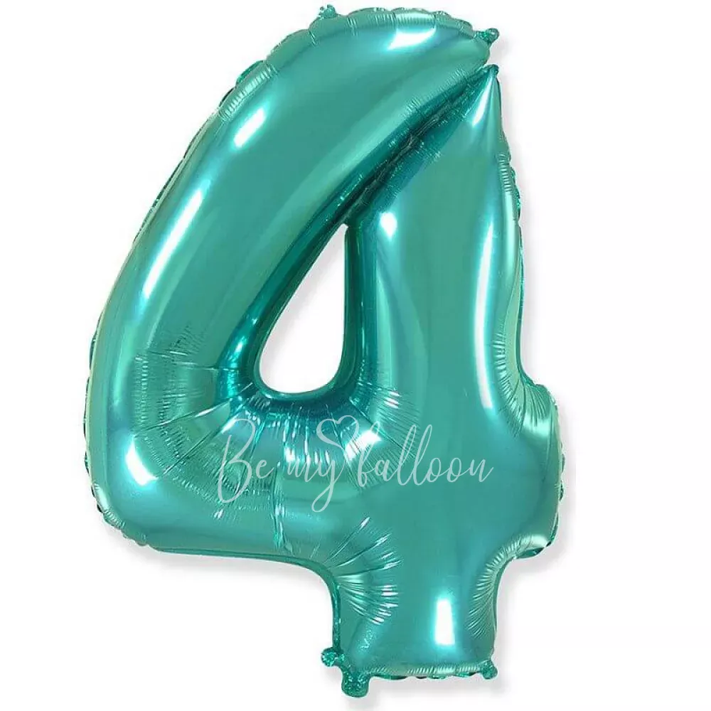 40" Helium foil gloss Tiffany Number 4 balloon