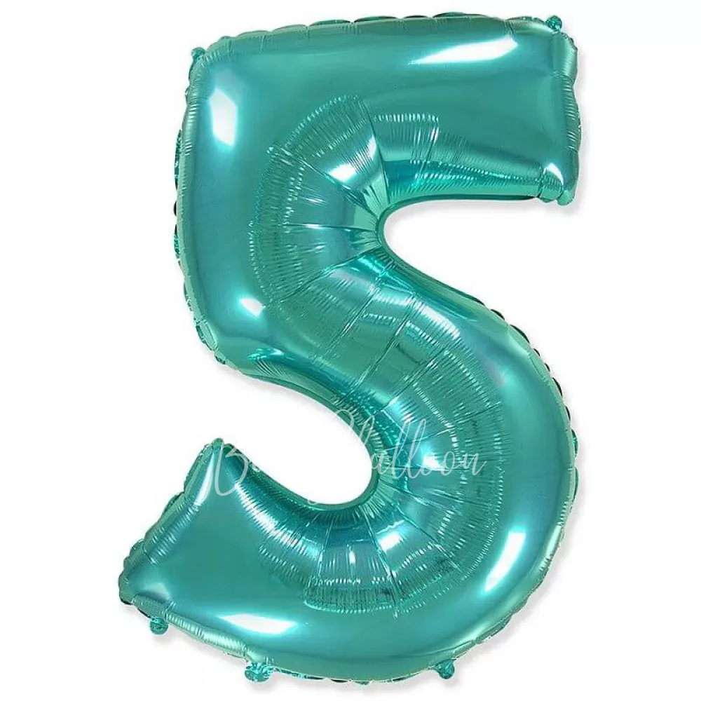 40" Helium foil gloss Tiffany Number 5 balloon
