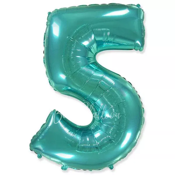 40" Helium foil gloss Tiffany Number 5 balloon