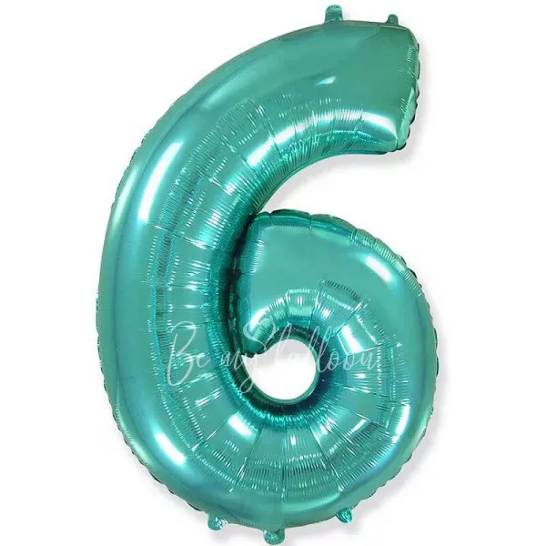 40" Helium foil gloss Tiffany Number 6 balloon