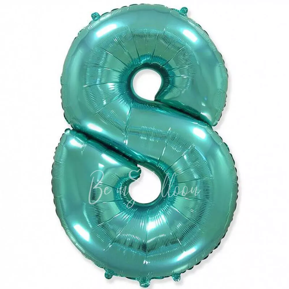 40" Helium foil gloss Tiffany Number 8 balloon