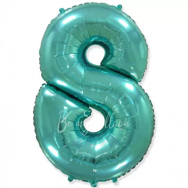 40" Helium foil gloss Tiffany Number 8 balloon