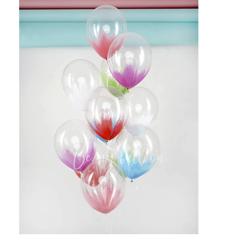 12" Helium Latex Crystal Blue Brush Printed balloon