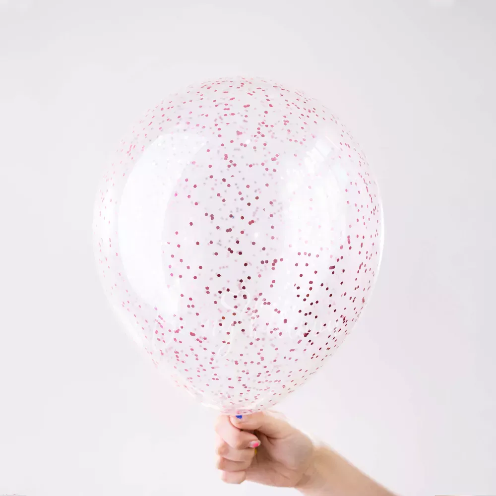 12" Helium latex Pink shades Confetti Balloon 