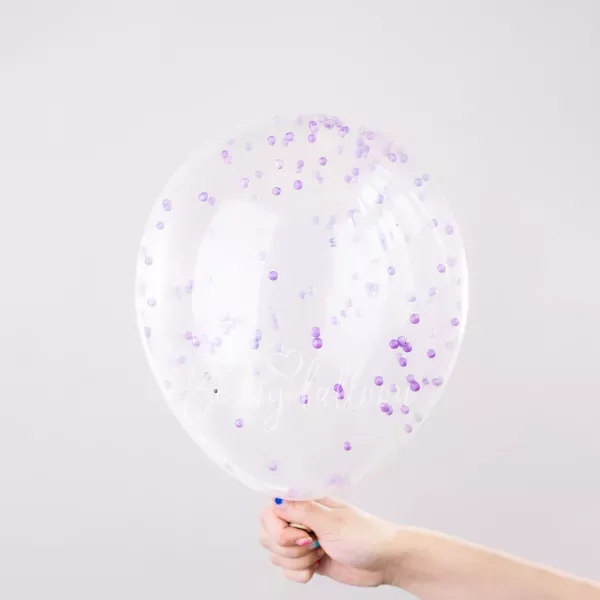 12" Helium latex Violet Drops Confetti Balloon 