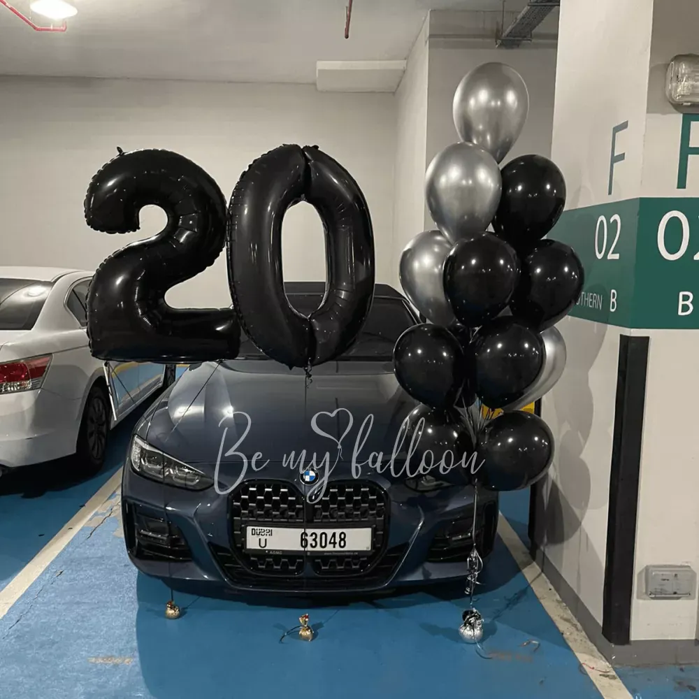 40" Гелевая Цифра "2" из фольги Черная