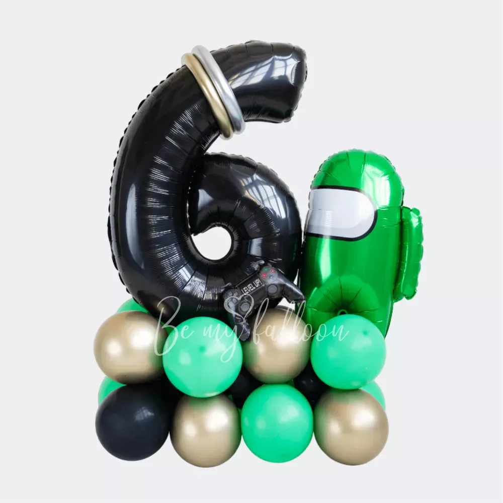 Among us air-filed birthday balloon composition