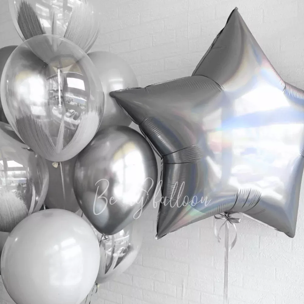 Silver Helium Monochrome Balloon Bouquet 