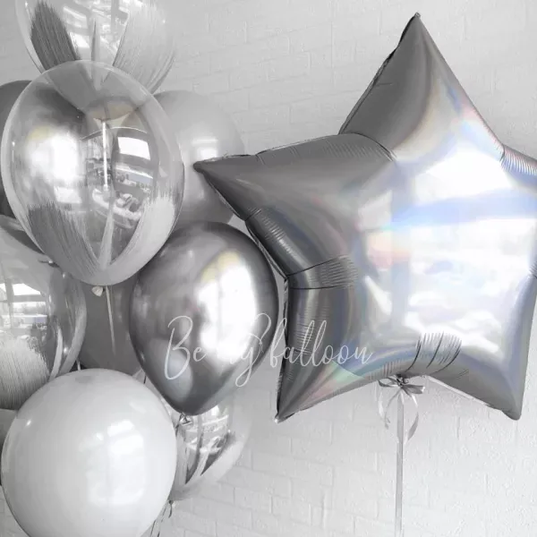 Silver Helium Monochrome Balloon Bouquet 