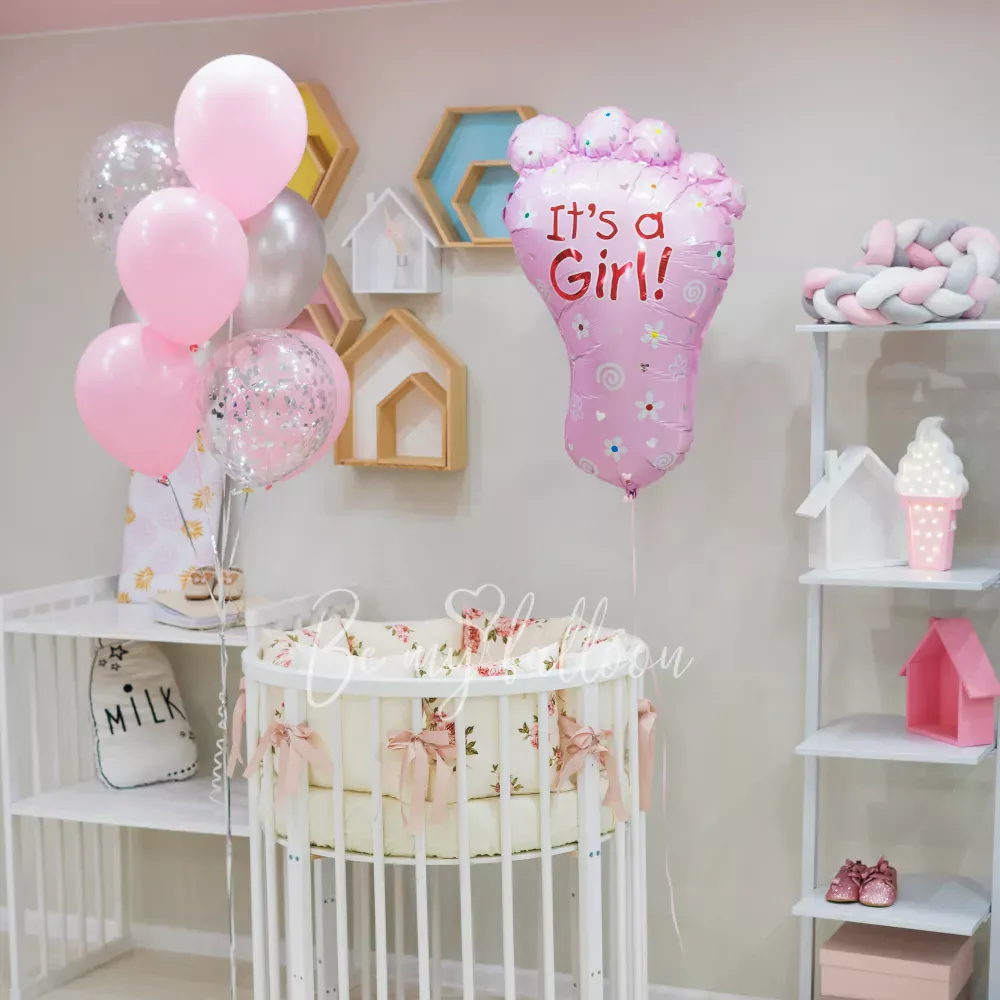 30" Шар из фольги Ножка Малышки розовый 