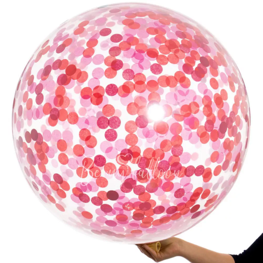 36" Helium latex Loved Up pink shades confetti balloon﻿