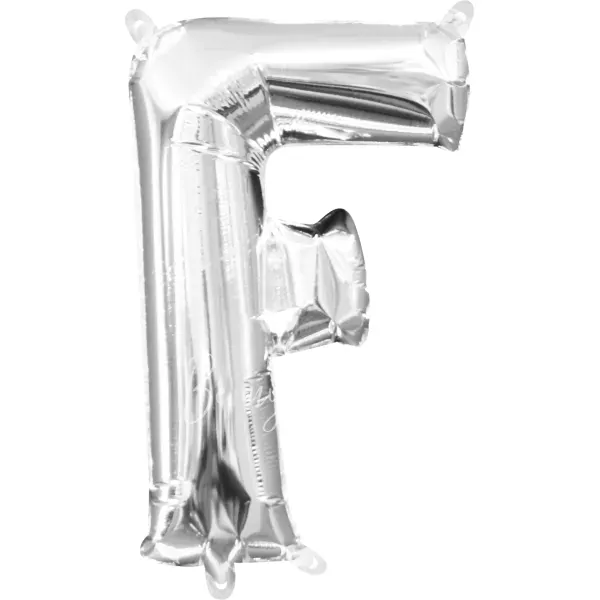 40" Helium foil gloss Silver Letter F balloon