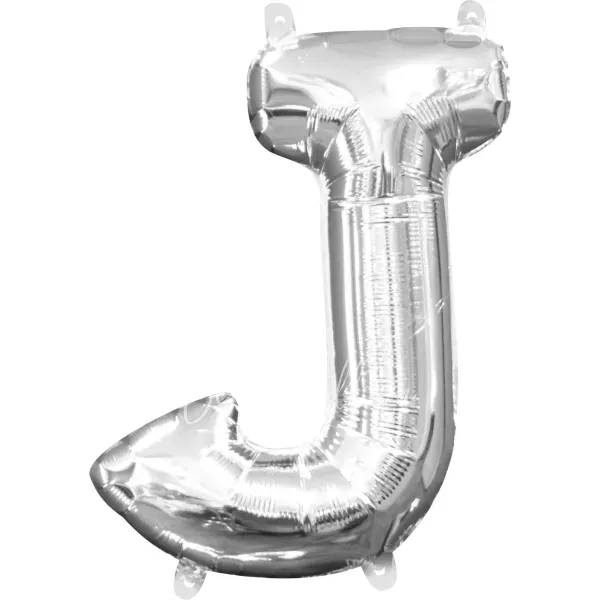 40" Helium foil gloss Silver Letter J balloon