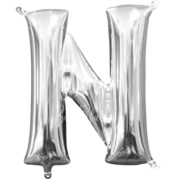 40" Helium foil gloss Silver Letter N balloon
