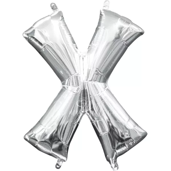 40" Helium foil gloss Silver Letter X balloon