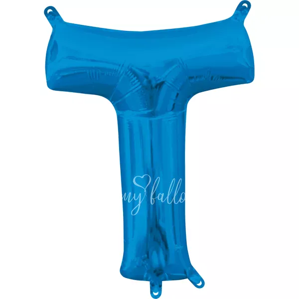 40" Helium foil gloss Blue Letter T balloon