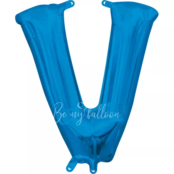 40" Helium foil gloss Blue Letter V balloon