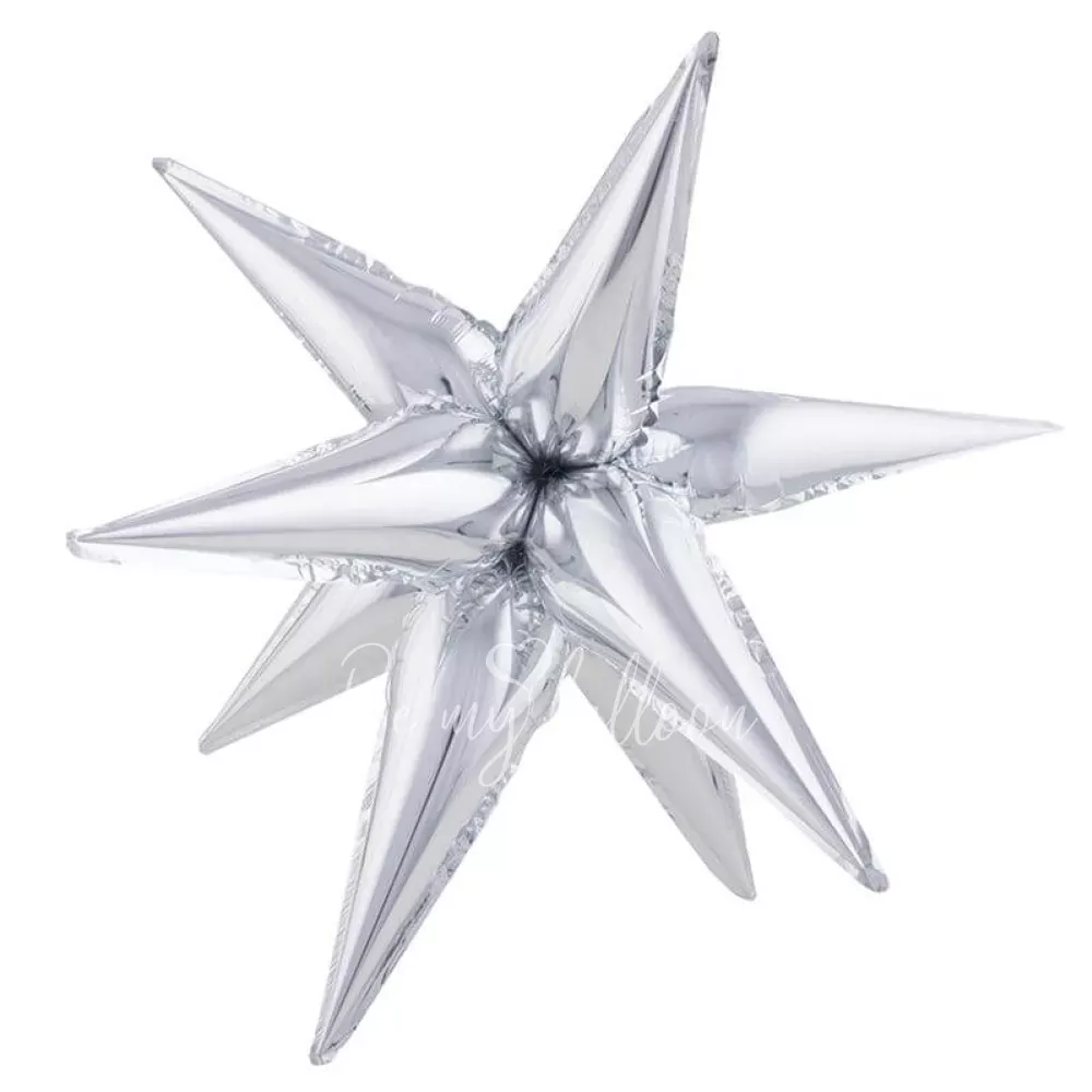20" Helium foil gloss Silver 12-angled star balloon