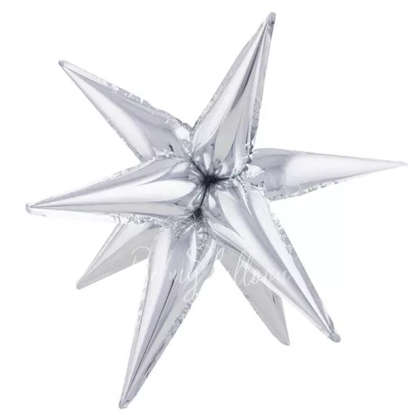 20" Helium foil gloss Silver 12-angled star balloon