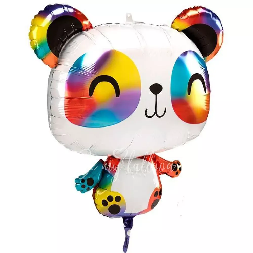 24" Helium foil Rainbow Panda balloon