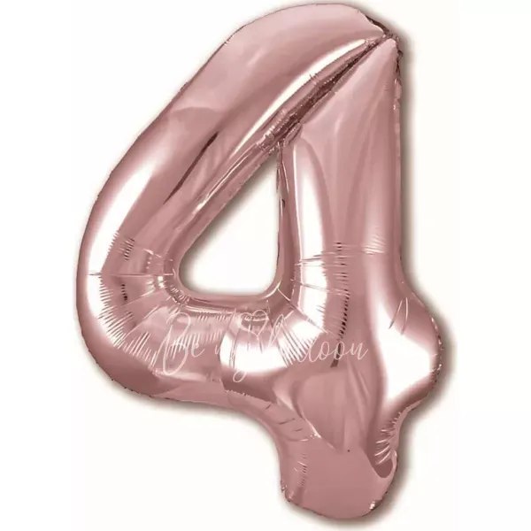 40" Helium foil gloss Rose gold Number 4 balloon