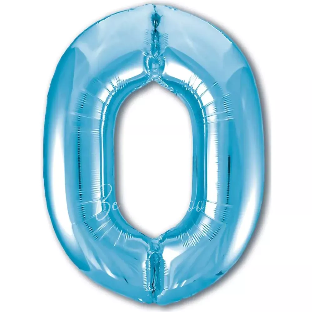 40" Helium foil gloss Light blue Number 0 balloon