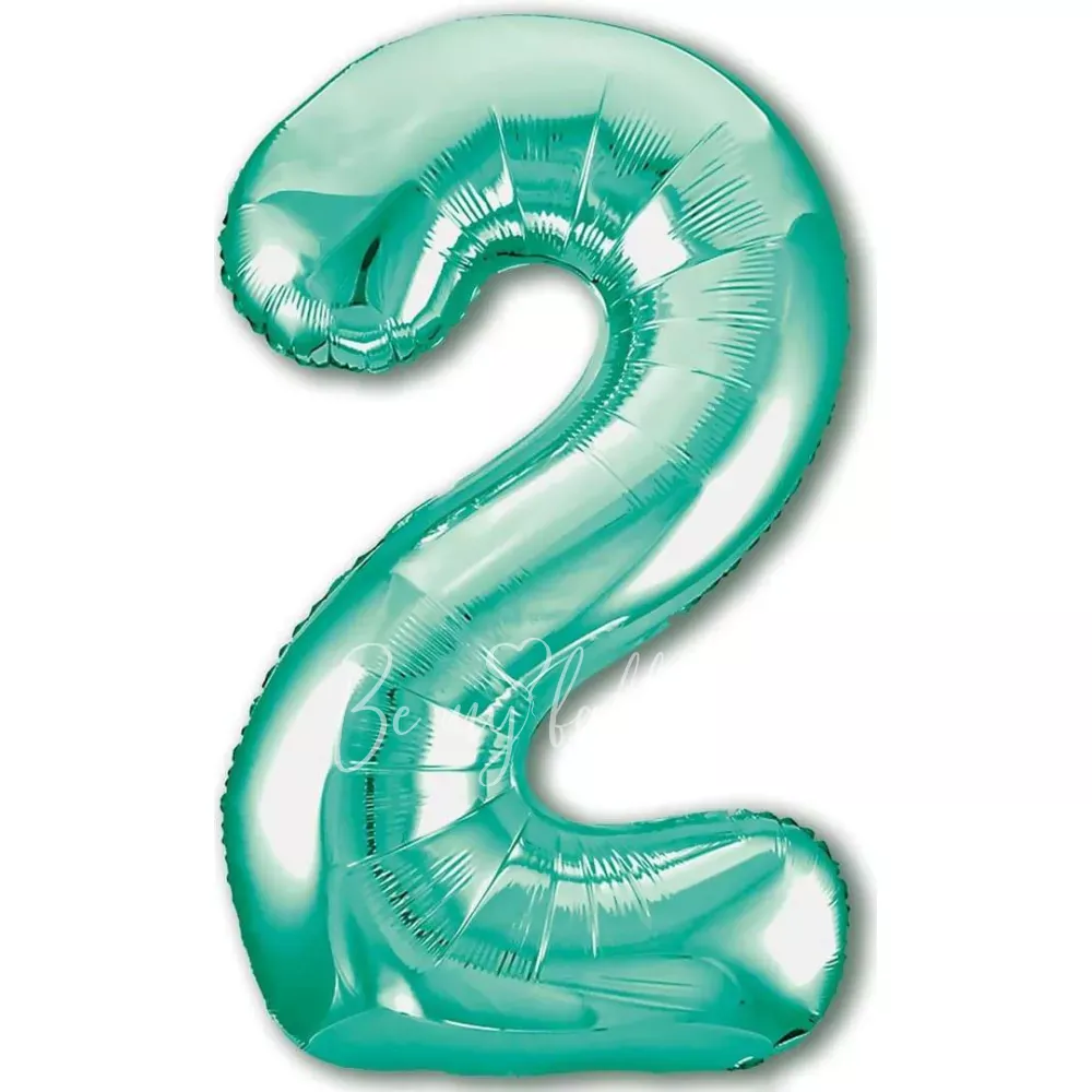 40" Helium foil gloss Biscay green Number 2 balloon