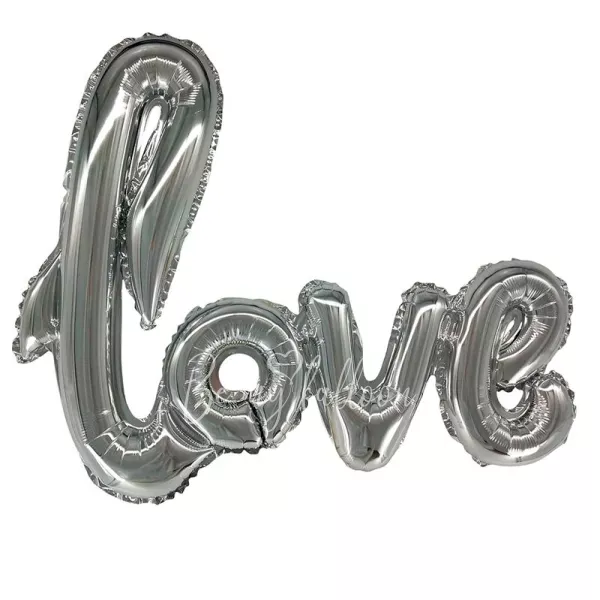 39" Air-filled foil silver Phrase Love balloon