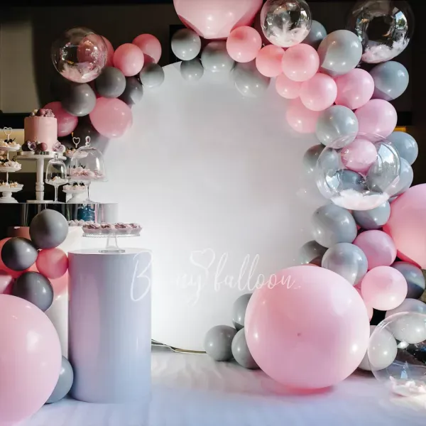 4.5 meter Soft Pastel Organic Balloon Garland with round Backdrop