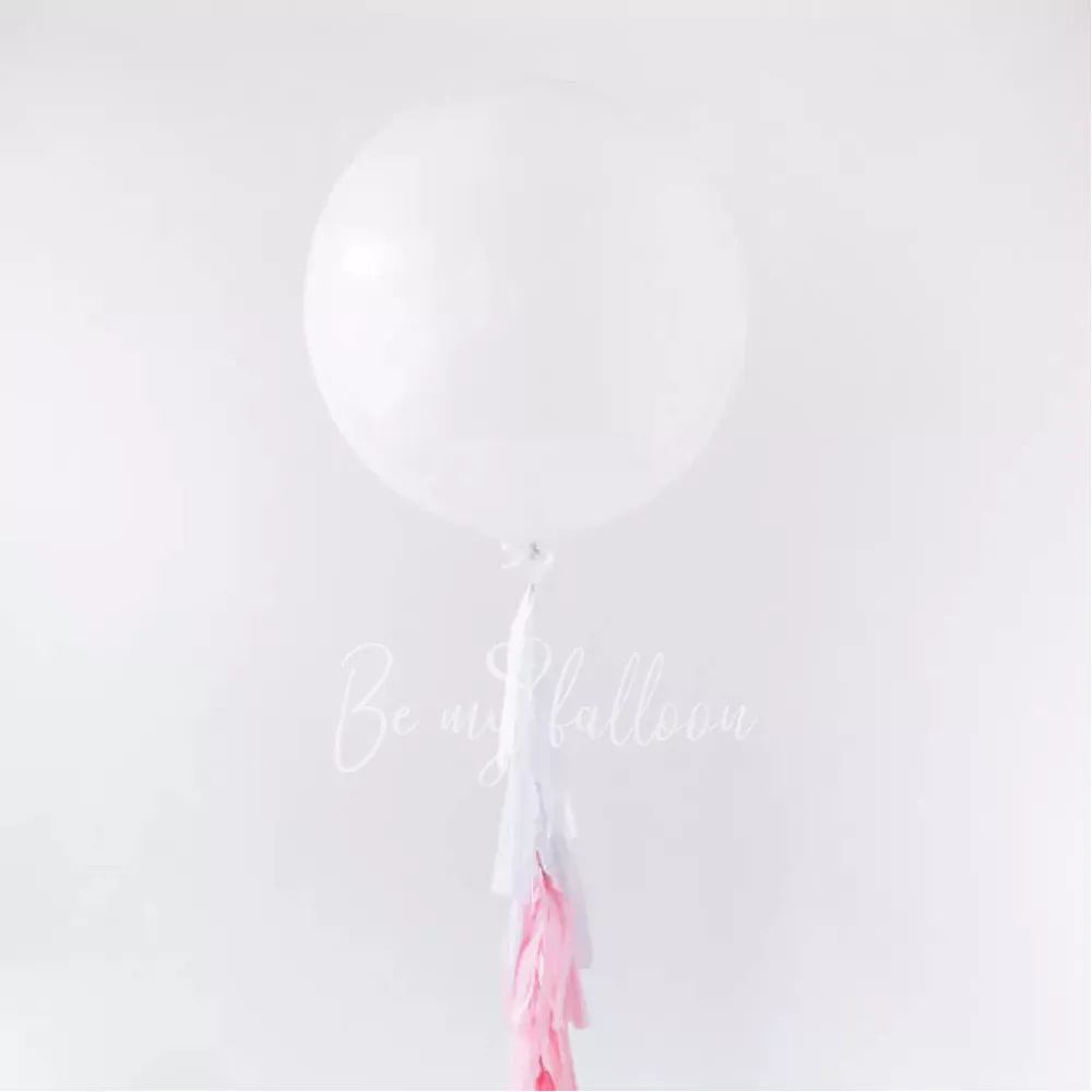 Latex Giant plain fashion balloon with tassels White