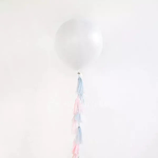 Latex Giant plain fashion balloon with tassels White