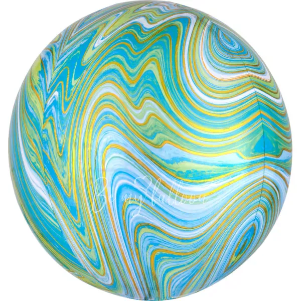 16" Helium foil gloss Marble Green 3D Sphere balloon