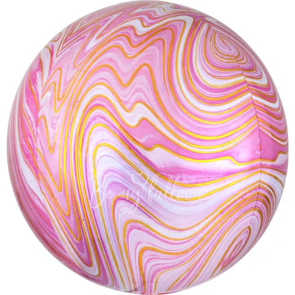 16" Helium foil gloss Marble Pink 3D Sphere balloon